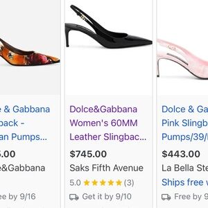 🖤👑 DOLCE & GABBANA ELEGANT LEATHER SLINGBACK PUMPS FOR WOMEN 39.5 👑🖤 9 US